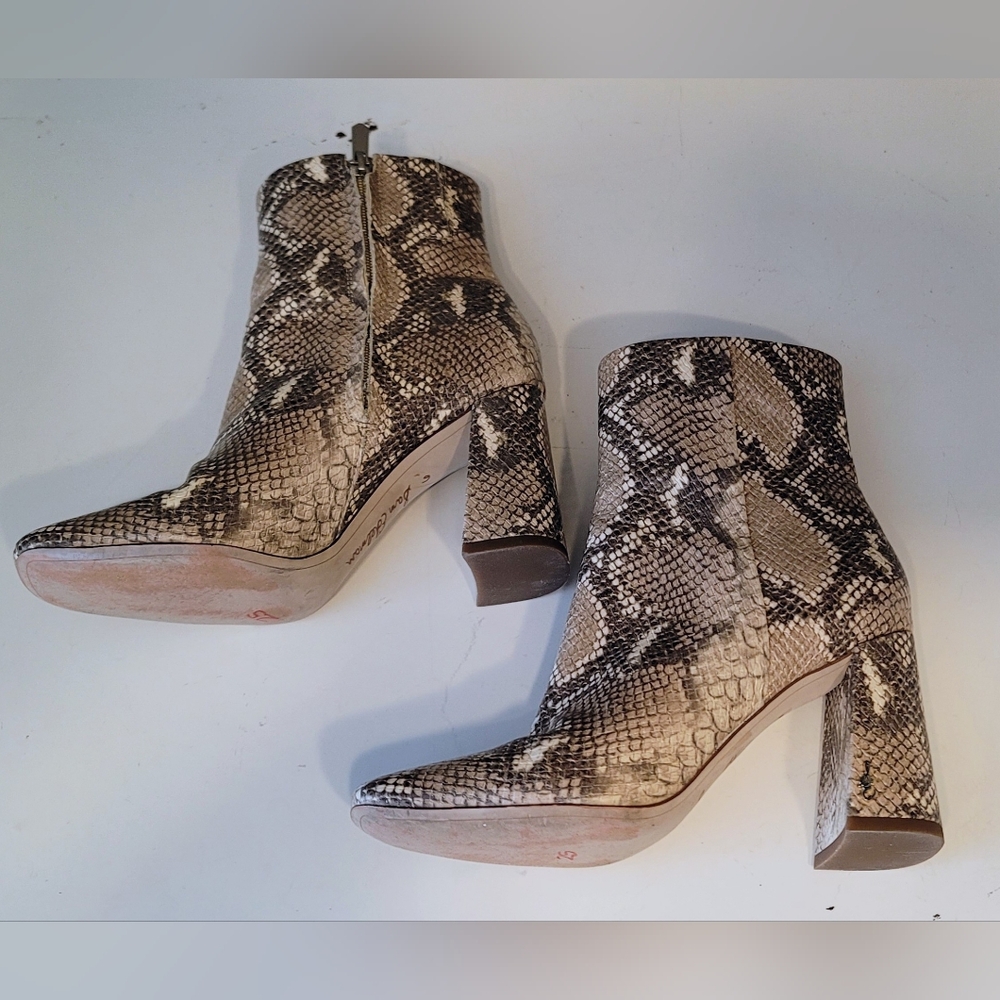 San Edelman Snakeskin Print Vegan Ankle Booties. - Picture 2 of 11